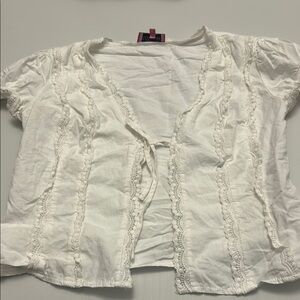 Edikted Cream Ruffled Tie Front Blouse